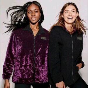 Victoria's Secret PINK Women's Purple Velvet Reversible  Sherpa Jacket Medium